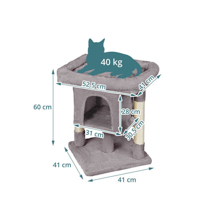 Cat Tree with Cave & Platform, Light Grey, 60cm