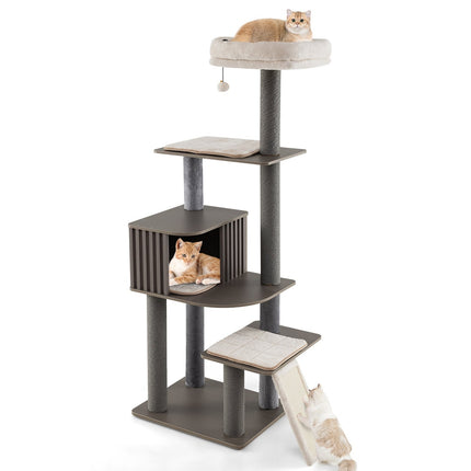 Cat Tree with Cave & Sisal Scratch Board, 171 cm, Gray