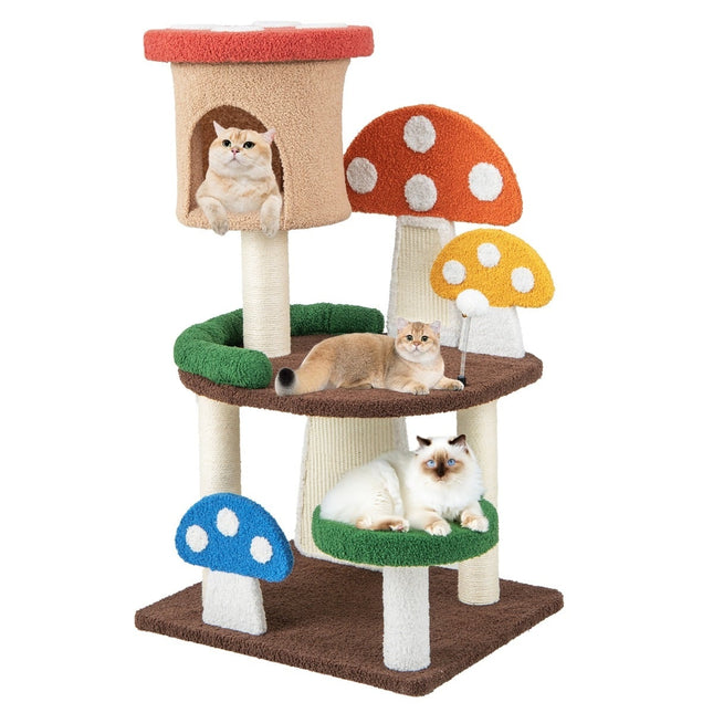Krabpaal met kattenhol, sisal krabplank en speelbal