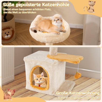 Cat Tree with Fish-Shaped Platform, Sisal Posts, Plush Seat