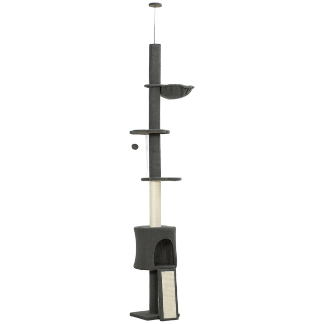 Cat Tree with Hammock, Adjustable Height, Gray