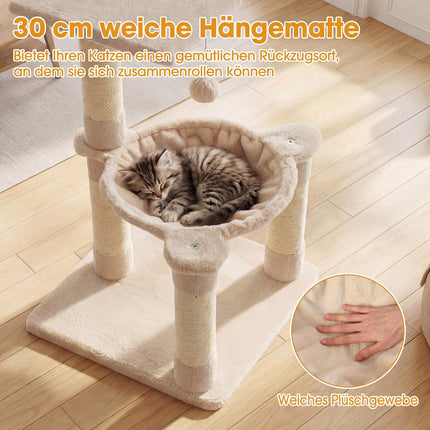 Cat Tree with Hammock and Sisal Posts, 64cm Beige