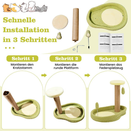 Cat Tree with Jute Posts and Avocado Toy, 50cm
