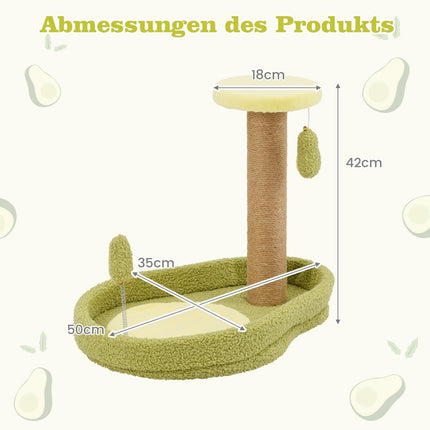 Cat Tree with Jute Posts and Avocado Toy, 50cm