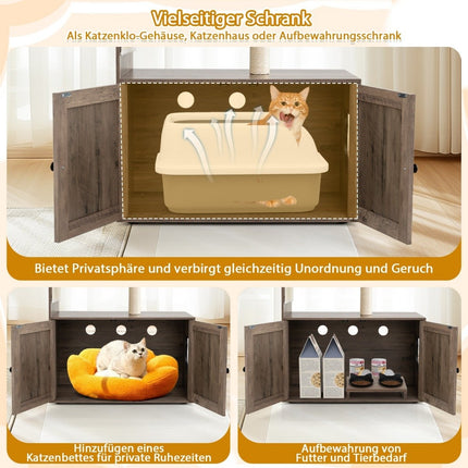 Cat Tree with Litter Box Cabinet, 80x45x87.5 cm, Gray