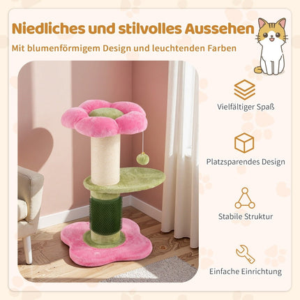 Cat Tree with Plush Seat, Sisal Post, 69 cm, Pink