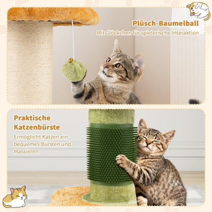 Cat Tree with Plush Seat, Sisal Post, 69 cm, Yellow
