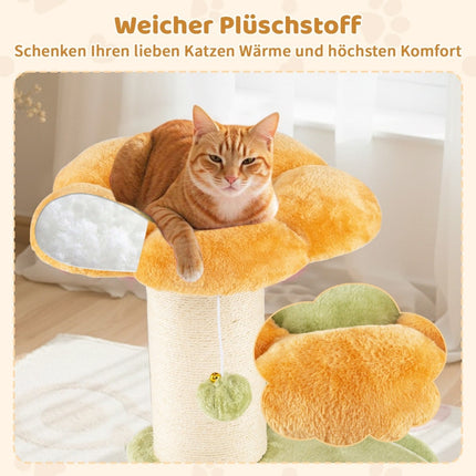 Cat Tree with Plush Seat, Sisal Post, 69 cm, Yellow