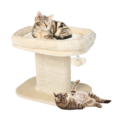 Cat Tree with Plush Seat & Sisal Scratching Board, Beige
