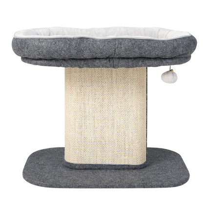 Cat Tree with Plush Seat & Sisal Scratching Board, Gray