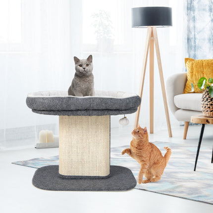 Cat Tree with Plush Seat & Sisal Scratching Board, Gray