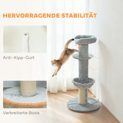 Cat Tree with Sisal Post, Multi-Level, Plush Fabric