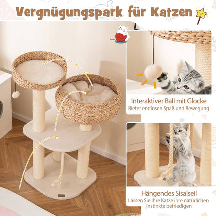 Cat Tree with Sisal Posts and Basket, 104 cm, Beige