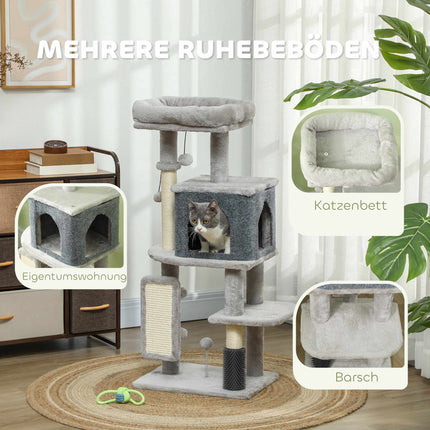 Cat Tree with Sisal Posts and Plush Bed, 104 cm