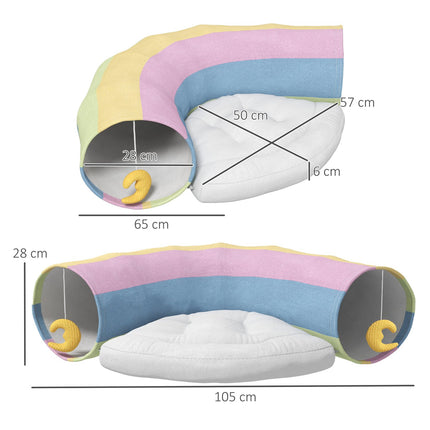 Foldable cat tunnel with cushion - durable polyester toy