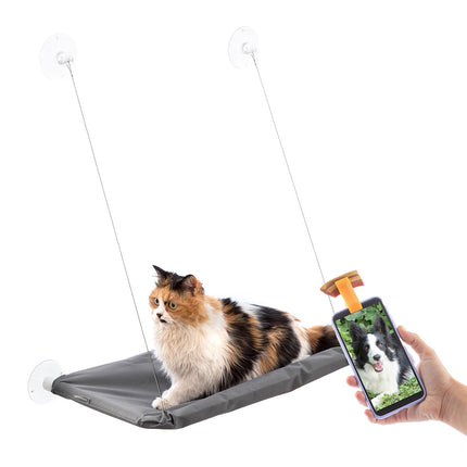 Cat Window Hammock with Suction Pads by InnovaGoods, Pet Selfie Clip, Grey