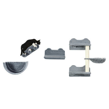 Cat climbing wall set with scratching post and hammock
