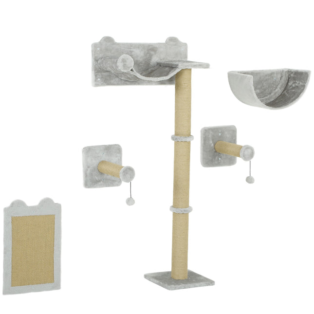 Cat Climbing Wall Set - 5 pcs, scratching posts & hammock
