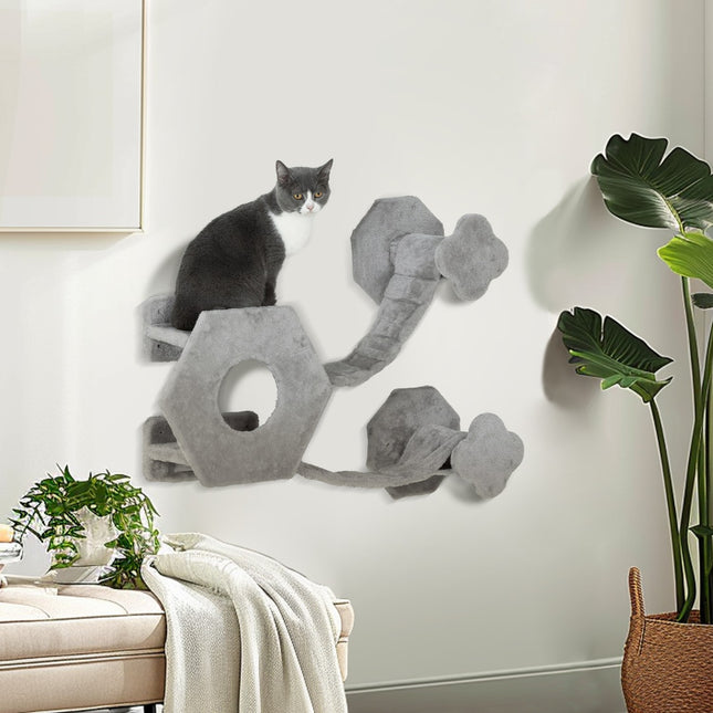 Cat climbing wall with steps, cave, toy and lounger