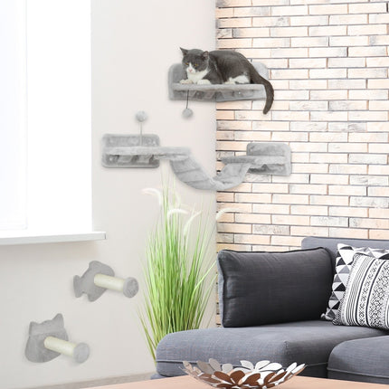 Cat Climbing Wall Set, 4-piece with steps and sisal poles