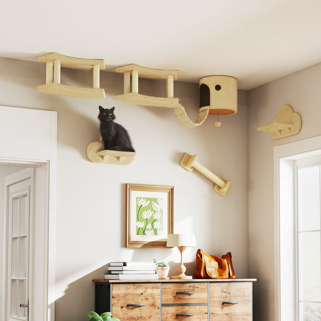 Cat Climbing Wall Set, 5-piece, plush, for cats up to 5 kg