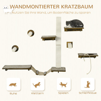 Cat Wall Climbing Set, 8 Piece Furniture with Sisal Scratcher