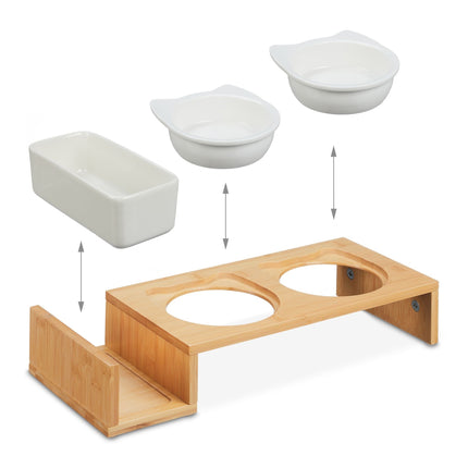 Cat feeding station and cat grass bowl
