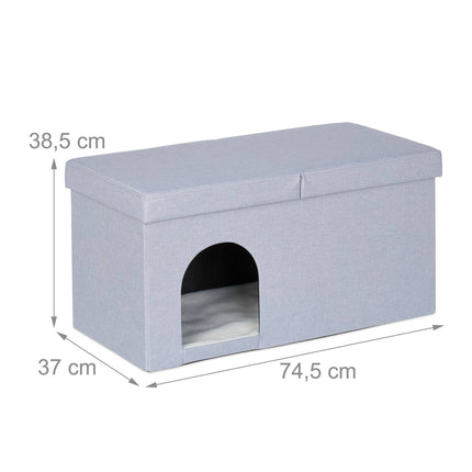 Cat hide in gray with lid