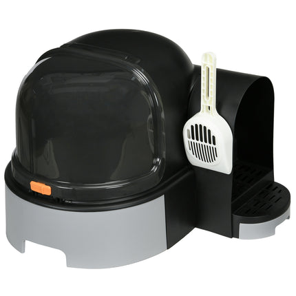 Gray Cat House: Toilet with hood and double trays, fits up to 4 kg