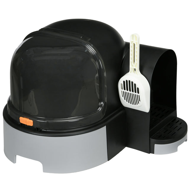 Gray Cat House: Toilet with hood and double trays, fits up to 4 kg