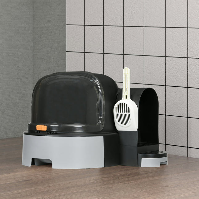 Gray Cat House: Toilet with hood and double trays, fits up to 4 kg