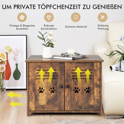 Cat house cat toilet with double slatted doors cat cabinet 70 x 52 x 51 cm brown