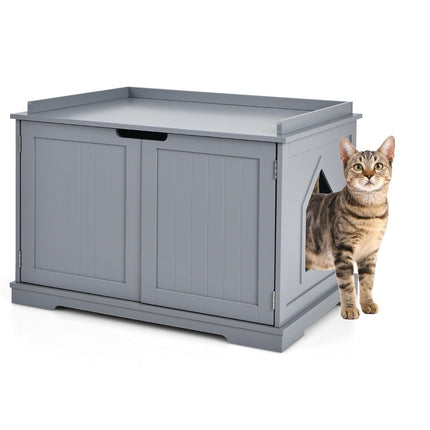 Cat house with bed indoor cat house closed litter box with entrance gray