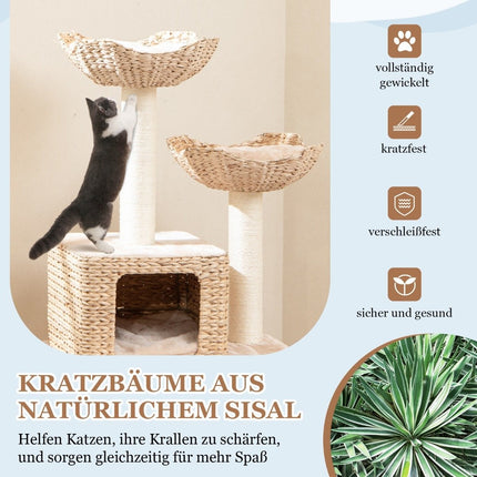 Cattail cat tree cat tree with sisal posts & seat & cat house & ladder cat tower