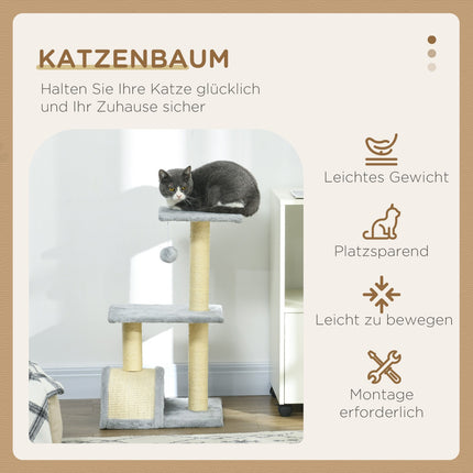 Cat Tree with Sisal Posts & Plush Balls, 72 cm