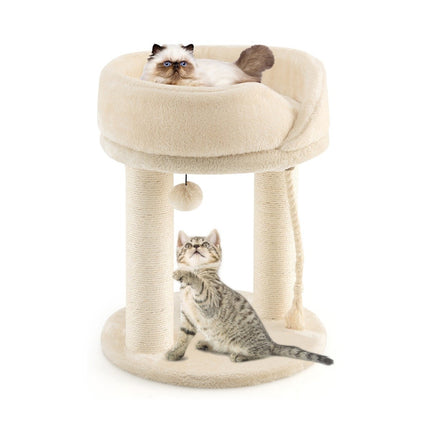 Cat tree cat scratching post with soft seat sisal tower for cats beige