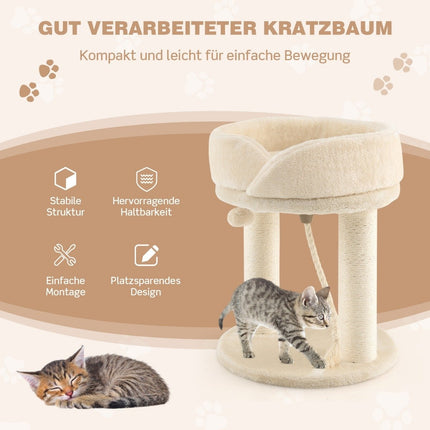 Cat tree cat scratching post with soft seat sisal tower for cats beige