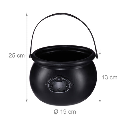 Cauldron Set of 2 – Black Halloween Decoration Pots