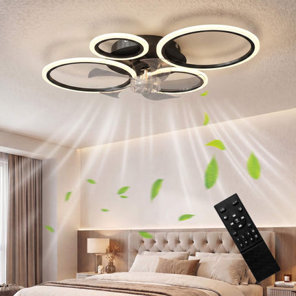 Ceiling Fan With LED Light, Remote, 77 cm, 6 Speeds