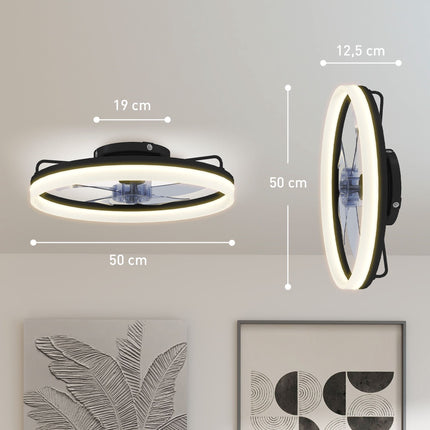 Ceiling Fan with Light, Remote, 50cm, 3 Colors, 6 Speeds