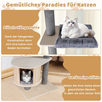 Ceiling-High Cat Tree with Hammock & Platforms, Adjustable