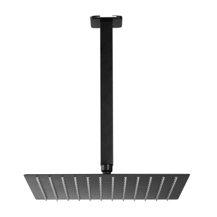 Ceiling Mount Shower Faucet Set – 10-In Square, Handheld, Matte Black