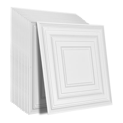 Ceiling Tiles 12-Pack, 24x24 PVC, White Peg Pattern