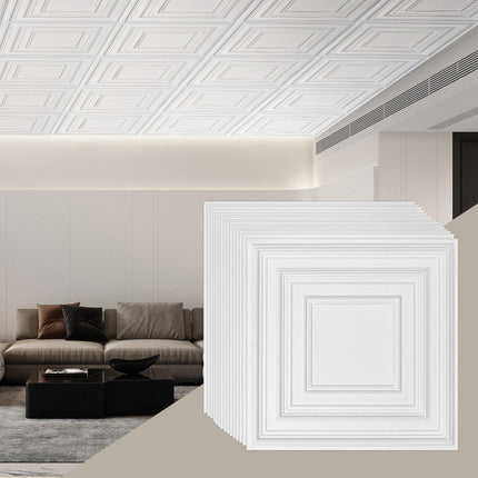 Ceiling Tiles 12-Pack, 24x24 PVC, White Peg Pattern