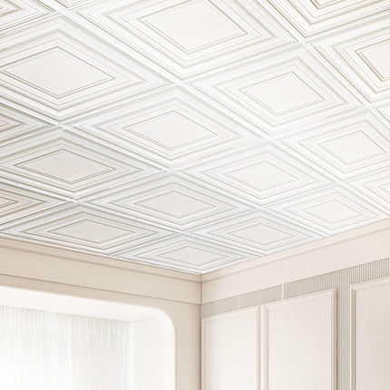 Ceiling Tiles 12-Pack, 24x24 PVC, White Peg Pattern