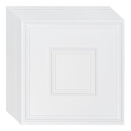Ceiling Tiles, 24x24 In, PVC Geometric, White 12-Pack