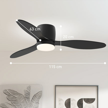 Ceiling fan with light, remote control & timer - 115 cm, 6 speeds
