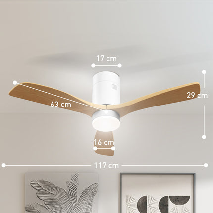 Ceiling fan with LED light & remote control, 117 cm, Reversible