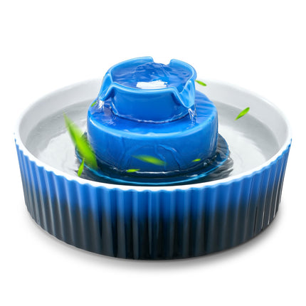 Ceramic Cat Water Fountain 2.1L, Quiet Pump, Filter