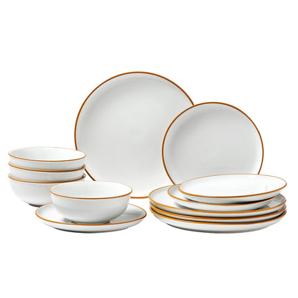 Ceramic Dinnerware Set for 4, 12-Piece, Dishwasher-Microwave Safe